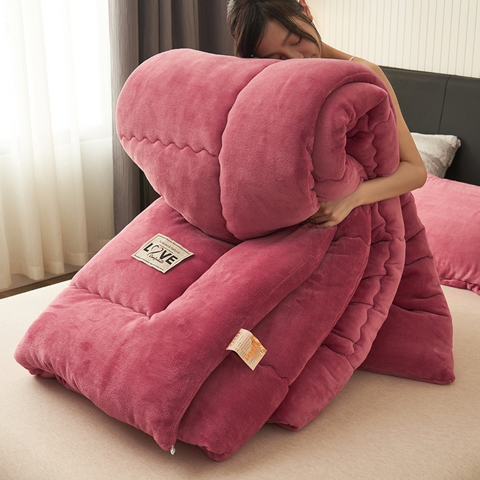 91家纺网 家纺一手货源 找家纺 畅销被业 2025新款双面牛奶绒冬被被子被芯 牛奶绒-豆沙