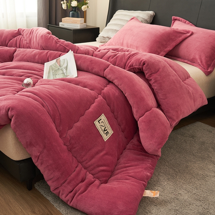 91家纺网 家纺一手货源 找家纺 畅销被业 2025新款双面牛奶绒冬被被子被芯 牛奶绒-豆沙