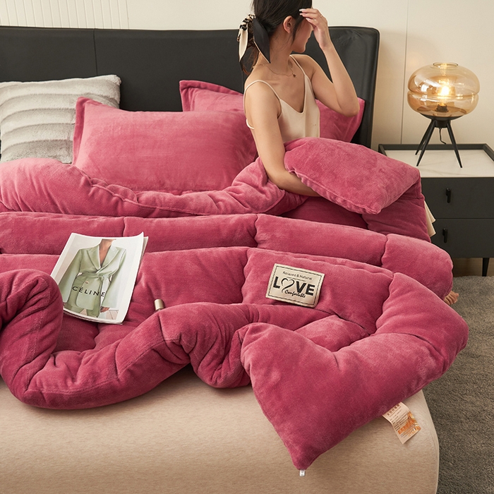 91家纺网 家纺一手货源 找家纺 畅销被业 2025新款双面牛奶绒冬被被子被芯 牛奶绒-豆沙