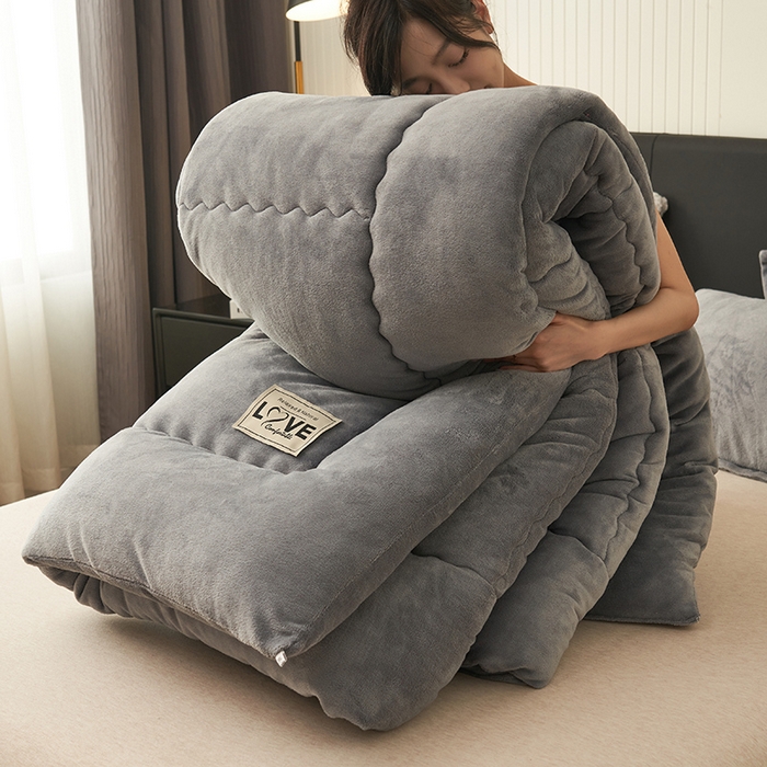 91家纺网 家纺一手货源 找家纺 畅销被业 2025新款双面牛奶绒冬被被子被芯 牛奶绒-高级灰