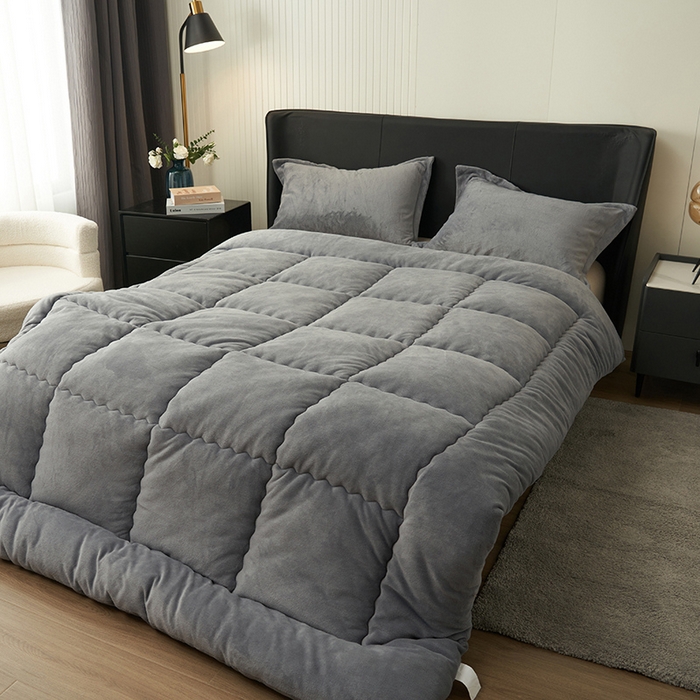 91家纺网 家纺一手货源 找家纺 畅销被业 2025新款双面牛奶绒冬被被子被芯 牛奶绒-高级灰
