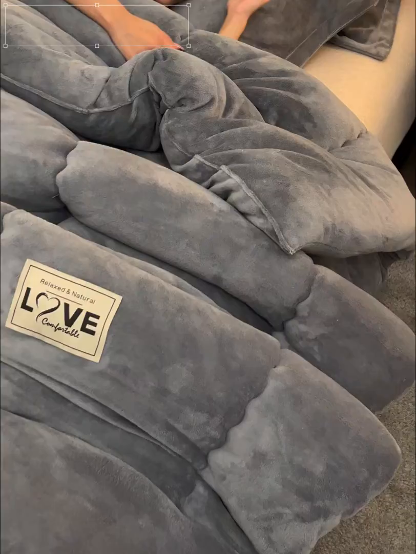 91家纺网 家纺一手货源 找家纺 畅销被业 2025新款双面牛奶绒冬被被子被芯 牛奶绒-高级灰