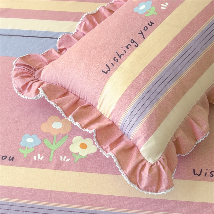 91家纺网 家纺一手货源 找家纺 （总）缦彩 2025新款全棉纯棉磨毛印花拉链式花边枕套一对