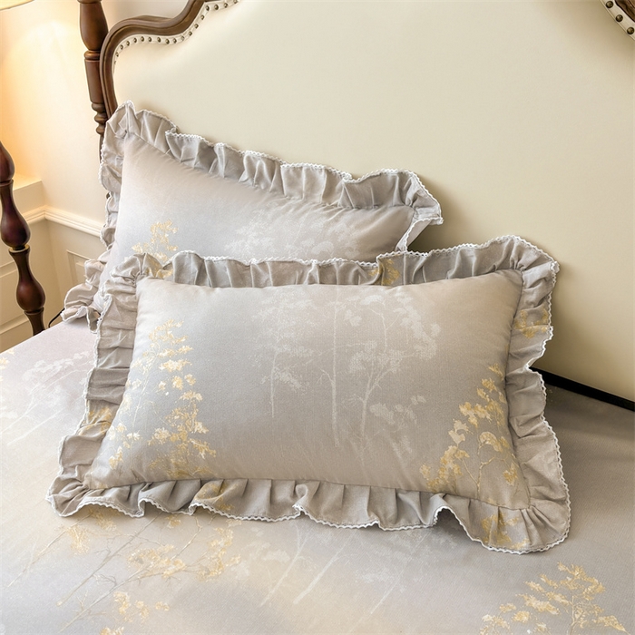 91家纺网 家纺一手货源 找家纺 （总）缦彩 2025新款全棉纯棉磨毛印花拉链式花边枕套一对