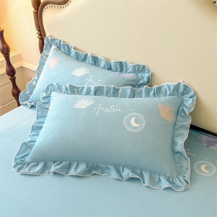 91家纺网 家纺一手货源 找家纺 （总）缦彩 2025新款全棉纯棉磨毛印花拉链式花边枕套一对