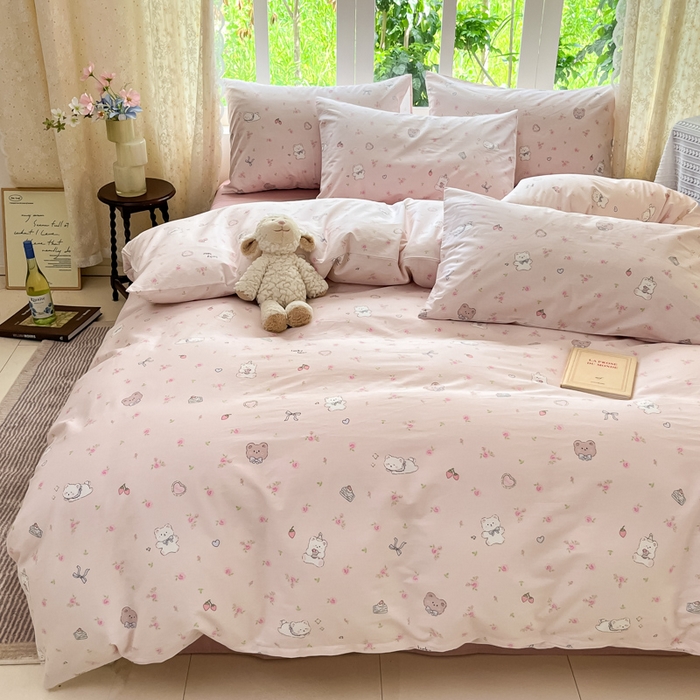 91家纺网 家纺一手货源 找家纺 柠馨 2025秋冬新款全棉印花四件套 糖霜雪