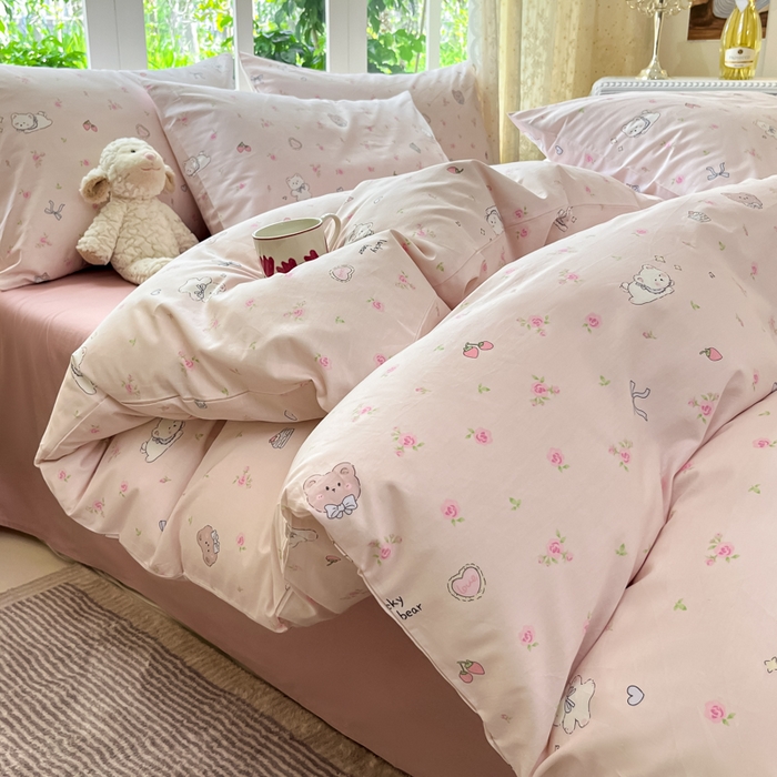 91家纺网 家纺一手货源 找家纺 柠馨 2025秋冬新款全棉印花四件套 糖霜雪