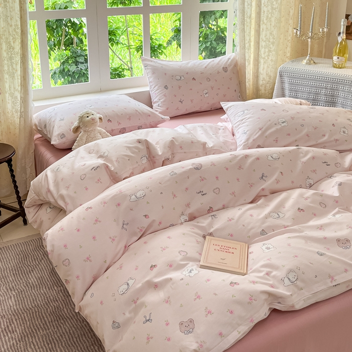 91家纺网 家纺一手货源 找家纺 柠馨 2025秋冬新款全棉印花四件套 糖霜雪