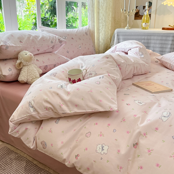 91家纺网 家纺一手货源 找家纺 柠馨 2025秋冬新款全棉印花四件套 糖霜雪