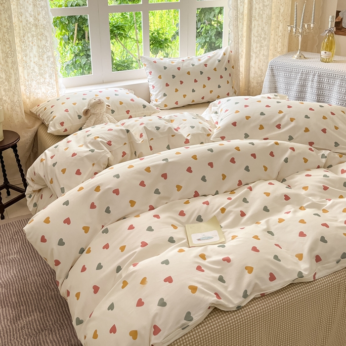 91家纺网 家纺一手货源 找家纺 柠馨 2025秋冬新款全棉印花四件套 桃叽 