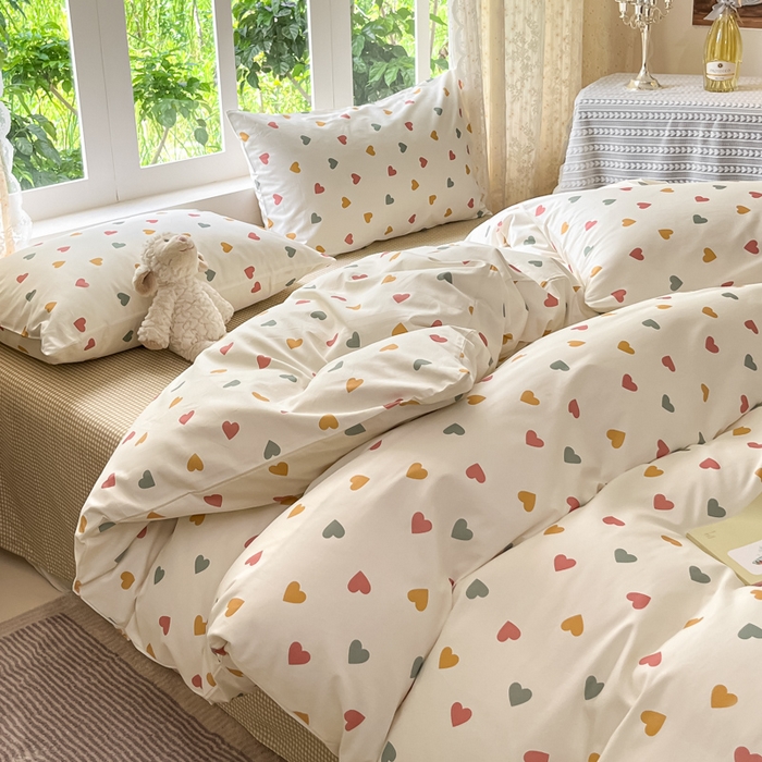 91家纺网 家纺一手货源 找家纺 柠馨 2025秋冬新款全棉印花四件套 桃叽 