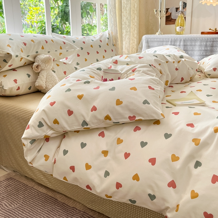 91家纺网 家纺一手货源 找家纺 柠馨 2025秋冬新款全棉印花四件套 桃叽 