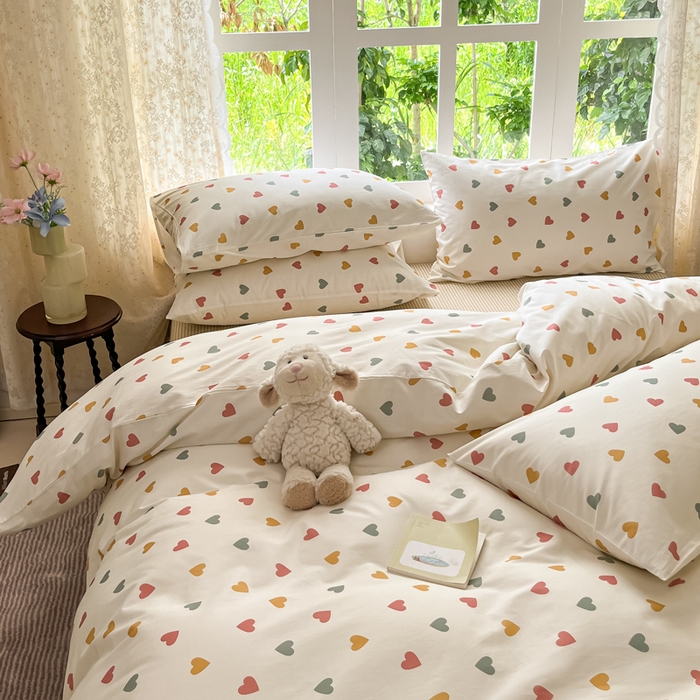 91家纺网 家纺一手货源 找家纺 柠馨 2025秋冬新款全棉印花四件套 桃叽 