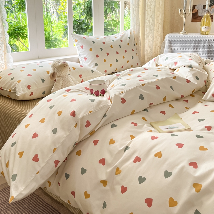 91家纺网 家纺一手货源 找家纺 柠馨 2025秋冬新款全棉印花四件套 桃叽 