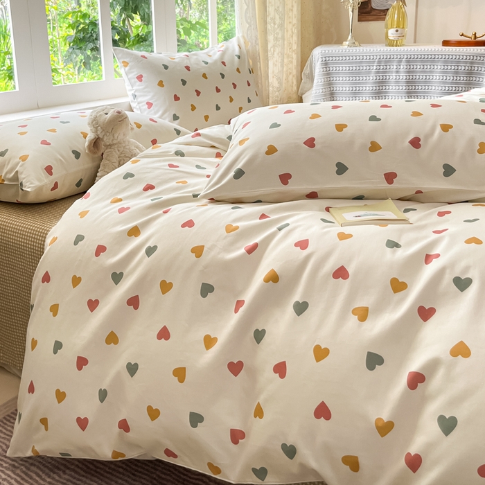 91家纺网 家纺一手货源 找家纺 柠馨 2025秋冬新款全棉印花四件套 桃叽 