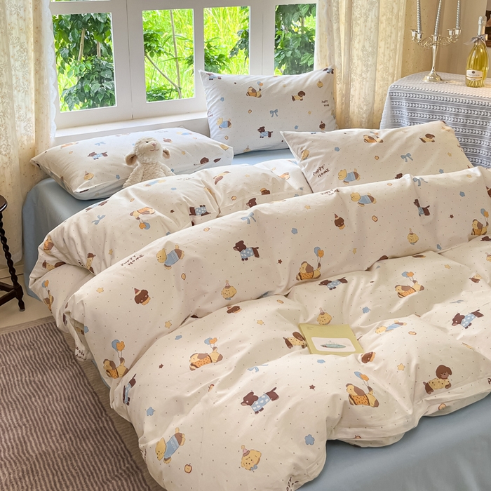 91家纺网 家纺一手货源 找家纺 柠馨 2025秋冬新款全棉印花四件套 甜蜜伙伴