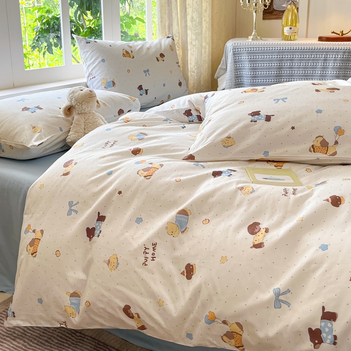 91家纺网 家纺一手货源 找家纺 柠馨 2025秋冬新款全棉印花四件套 甜蜜伙伴