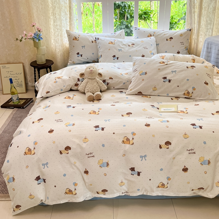 91家纺网 家纺一手货源 找家纺 柠馨 2025秋冬新款全棉印花四件套 甜蜜伙伴