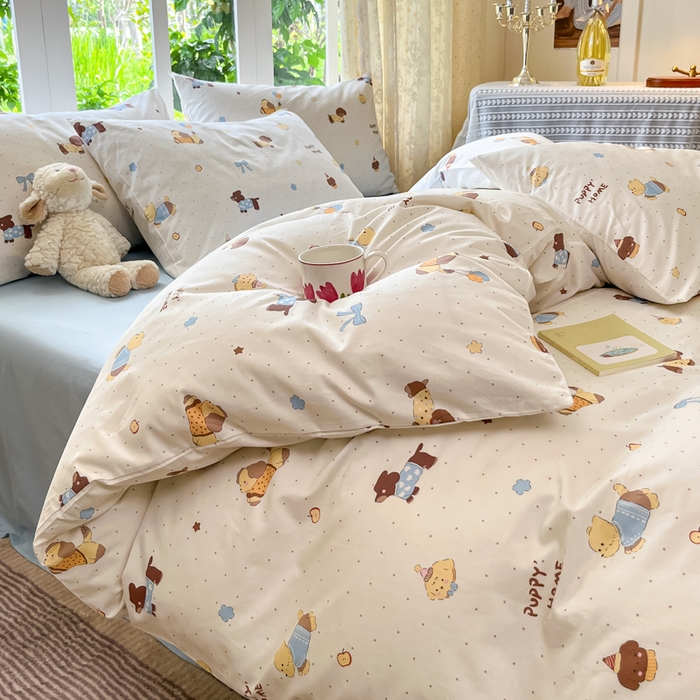 91家纺网 家纺一手货源 找家纺 柠馨 2025秋冬新款全棉印花四件套 甜蜜伙伴