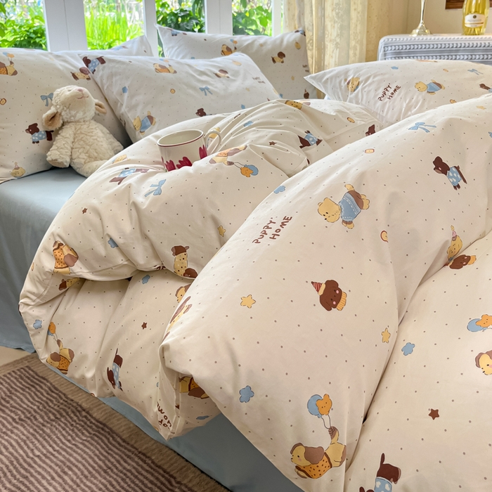 91家纺网 家纺一手货源 找家纺 柠馨 2025秋冬新款全棉印花四件套 甜蜜伙伴