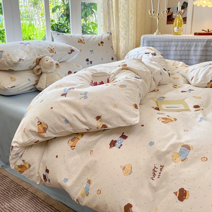 91家纺网 家纺一手货源 找家纺 柠馨 2025秋冬新款全棉印花四件套 甜蜜伙伴