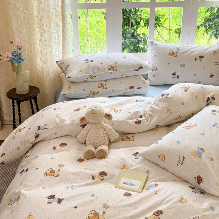 91家纺网 家纺一手货源 找家纺 柠馨 2025秋冬新款全棉印花四件套 甜蜜伙伴