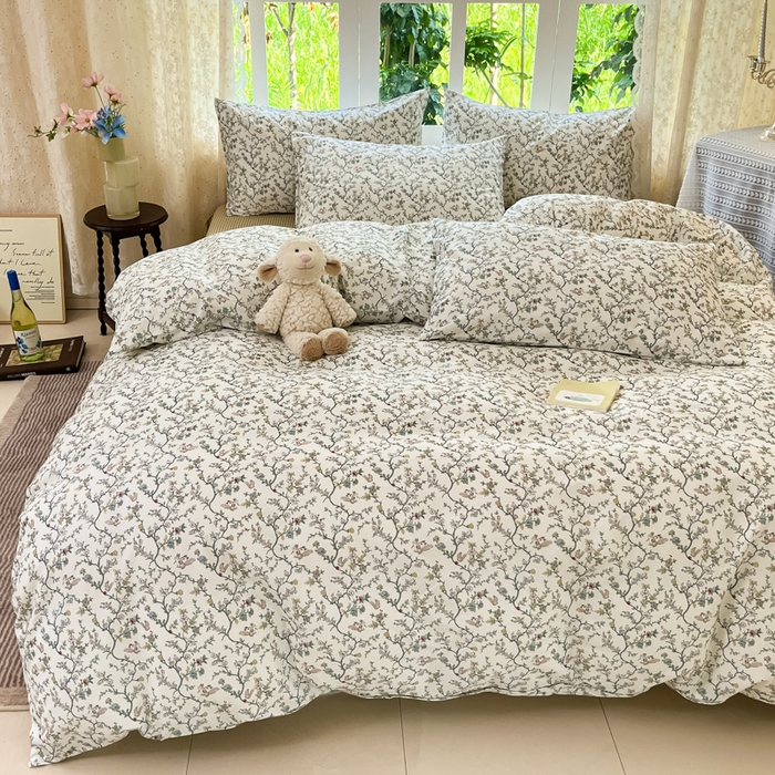 91家纺网 家纺一手货源 找家纺 柠馨 2025秋冬新款全棉印花四件套 微醺午后