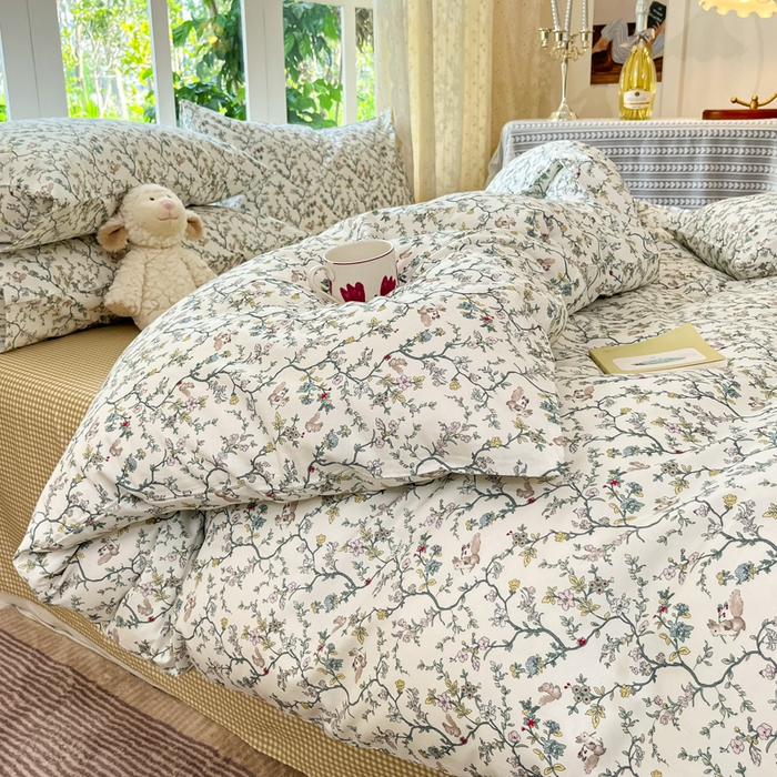 91家纺网 家纺一手货源 找家纺 柠馨 2025秋冬新款全棉印花四件套 微醺午后