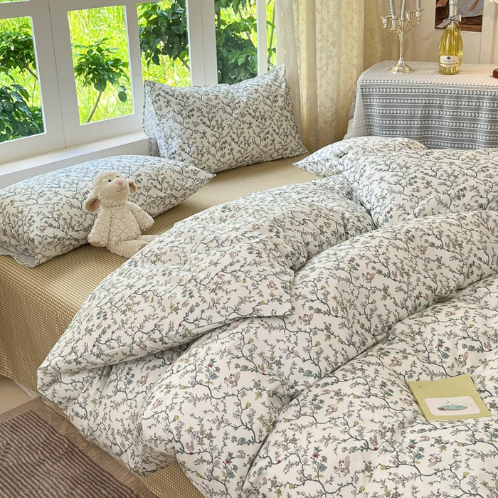 91家纺网 家纺一手货源 找家纺 柠馨 2025秋冬新款全棉印花四件套 微醺午后