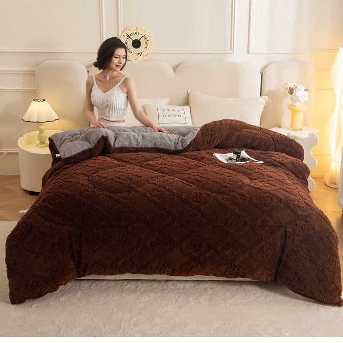 91家纺网 家纺一手货源 找家纺 （总）畅销被业 2025新款跨境外贸塔芙绒羊羔绒提花系列冬被子被芯