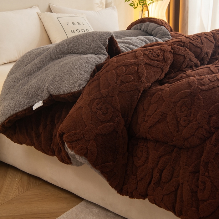 91家纺网 家纺一手货源 找家纺 （总）畅销被业 2025新款跨境外贸塔芙绒羊羔绒提花系列冬被子被芯