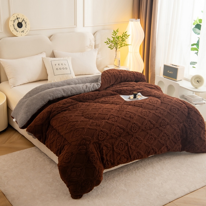 91家纺网 家纺一手货源 找家纺 （总）畅销被业 2025新款跨境外贸塔芙绒羊羔绒提花系列冬被子被芯