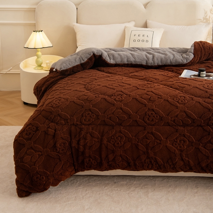 91家纺网 家纺一手货源 找家纺 （总）畅销被业 2025新款跨境外贸塔芙绒羊羔绒提花系列冬被子被芯