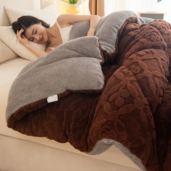 91家纺网 家纺一手货源 找家纺 （总）畅销被业 2025新款跨境外贸塔芙绒羊羔绒提花系列冬被子被芯