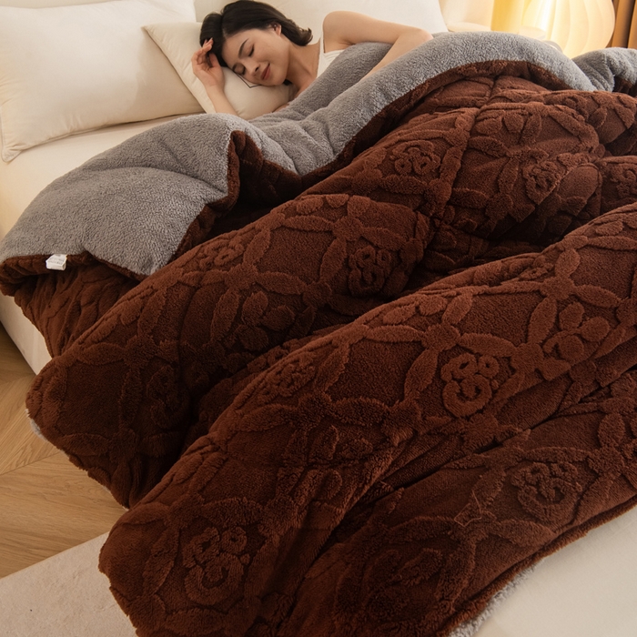 91家纺网 家纺一手货源 找家纺 （总）畅销被业 2025新款跨境外贸塔芙绒羊羔绒提花系列冬被子被芯