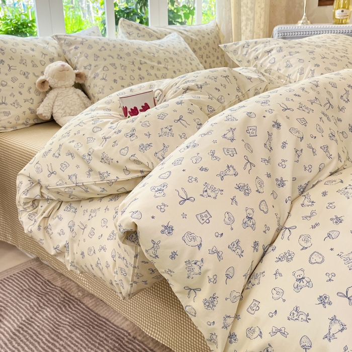 91家纺网 家纺一手货源 找家纺 柠馨 2025秋冬新款全棉印花四件套 星糖