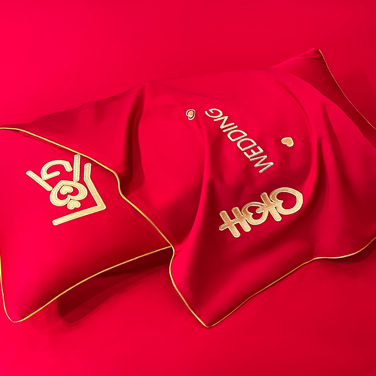 91家纺网 家纺一手货源 找家纺 欧乐蒂 2025新款亲肤棉婚庆刺绣四件套 喜愿