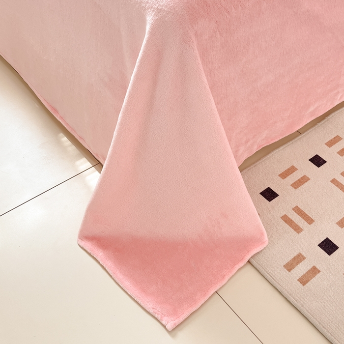 91家纺网 家纺一手货源 找家纺 喜梦缘家纺 2025新款牛奶绒毛巾绣四件套 蝴蝶结-粉