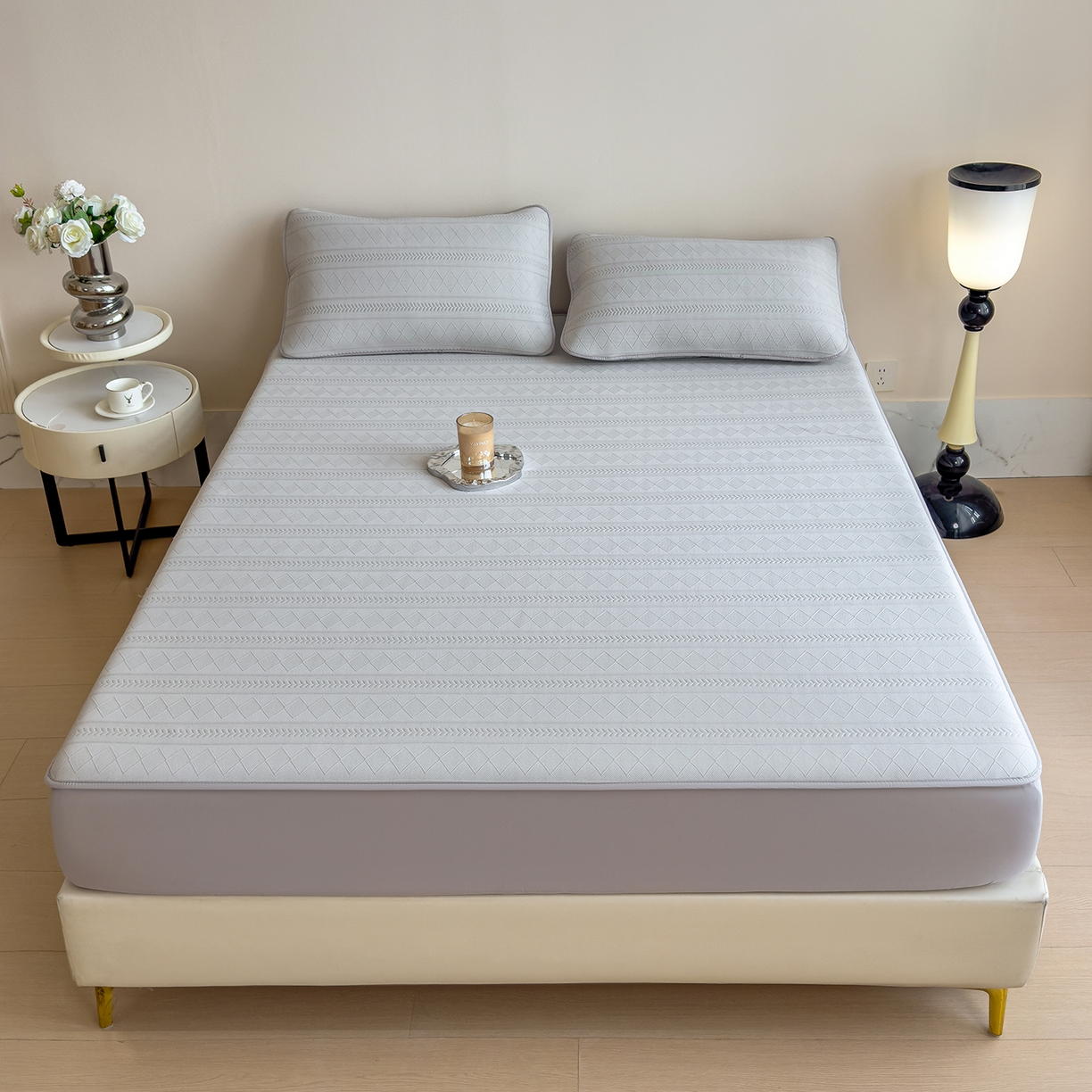 91家纺网 家纺一手货源 找家纺 （总）眠多宝 2025新款柔感彩绒棉纯色夹棉全包围床笠