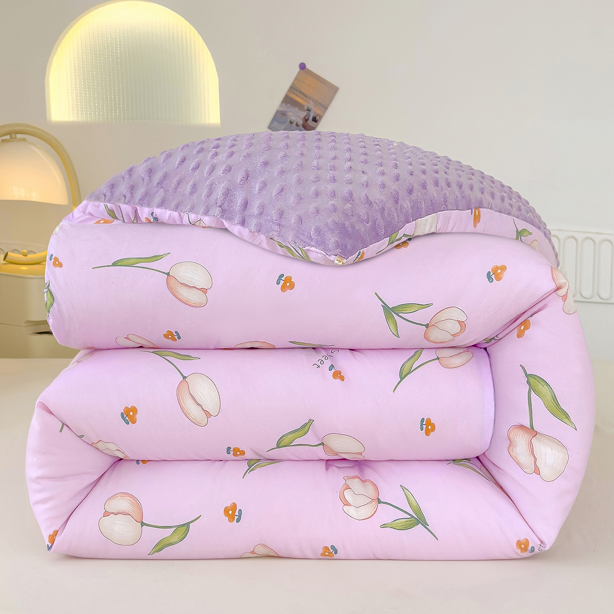 91家纺网 家纺一手货源 找家纺 （总）爱宝被业 2025新款A类水洗棉双层纱豆豆绒被芯