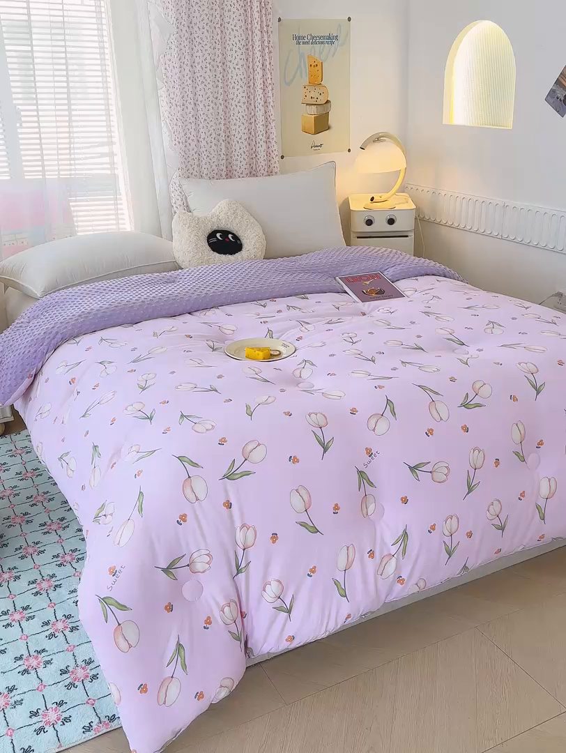 91家纺网 家纺一手货源 找家纺 （总）爱宝被业 2025新款A类水洗棉双层纱豆豆绒被芯