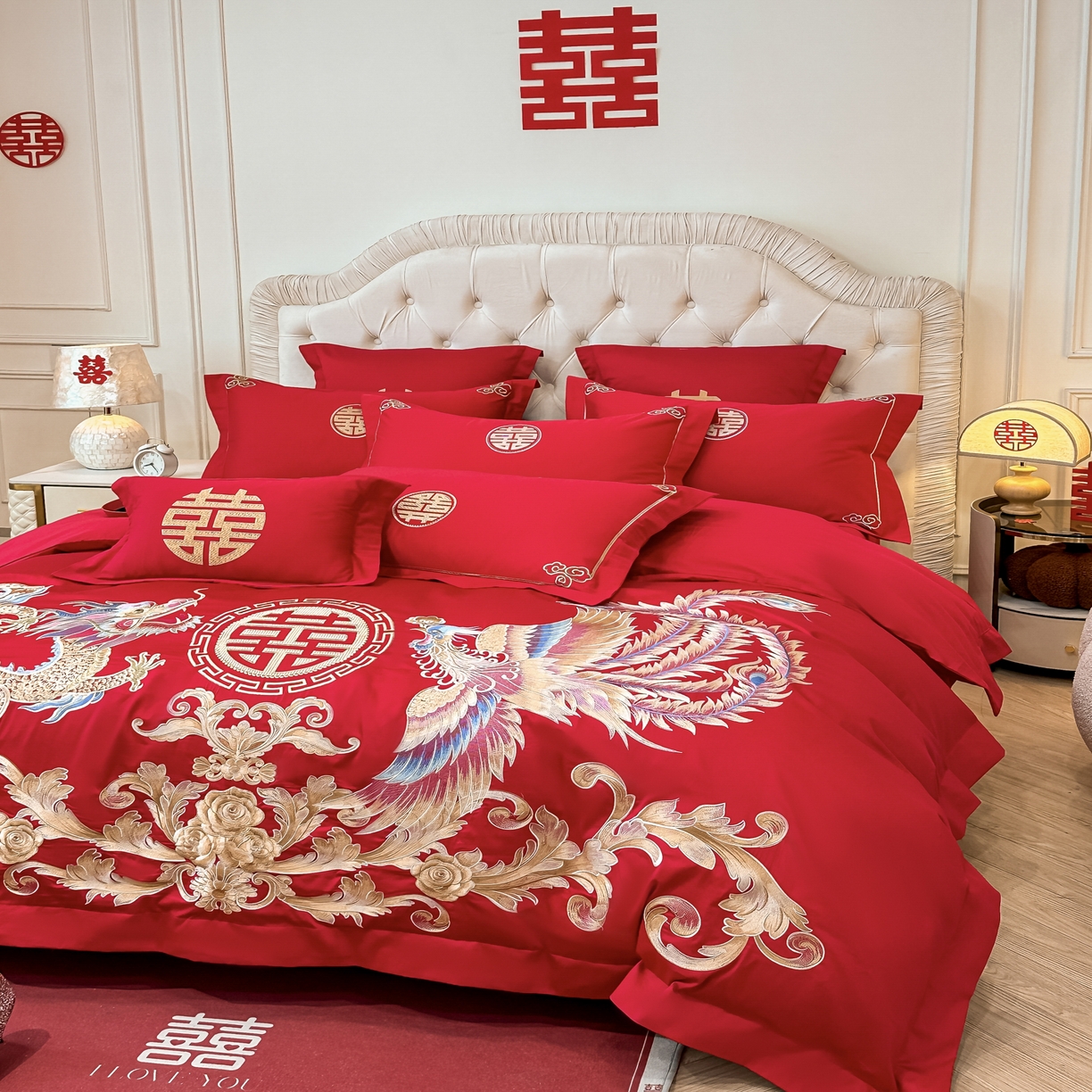 91家纺网 家纺一手货源 找家纺 （总）欧乐蒂 2025新款亲肤棉婚庆刺绣四件套