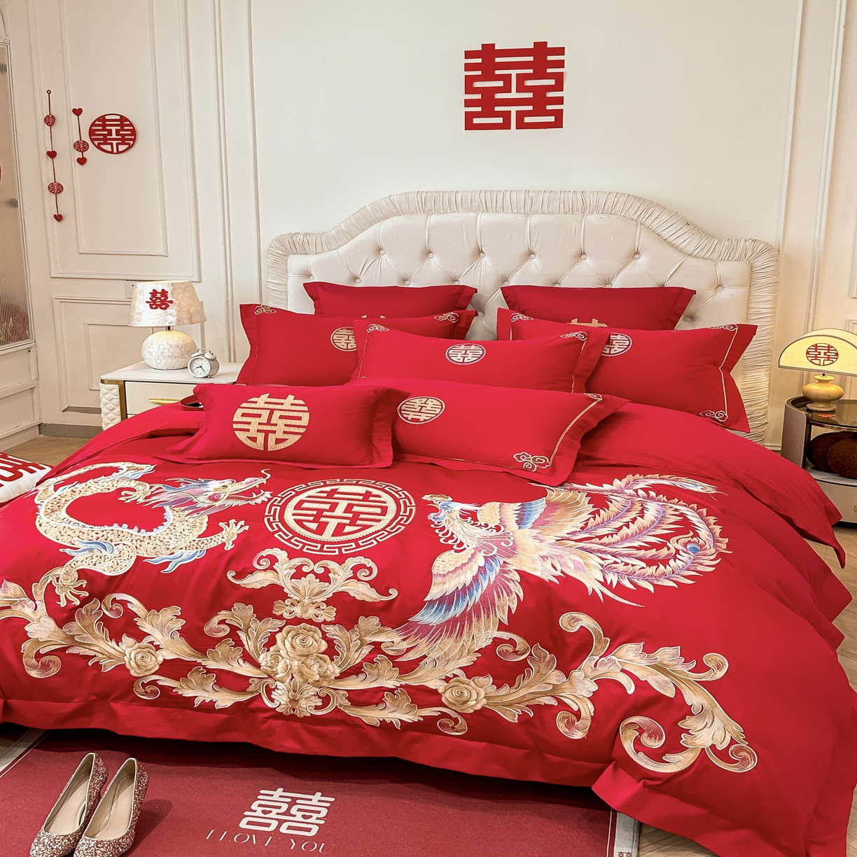 91家纺网 家纺一手货源 找家纺 （总）欧乐蒂 2025新款亲肤棉婚庆刺绣四件套