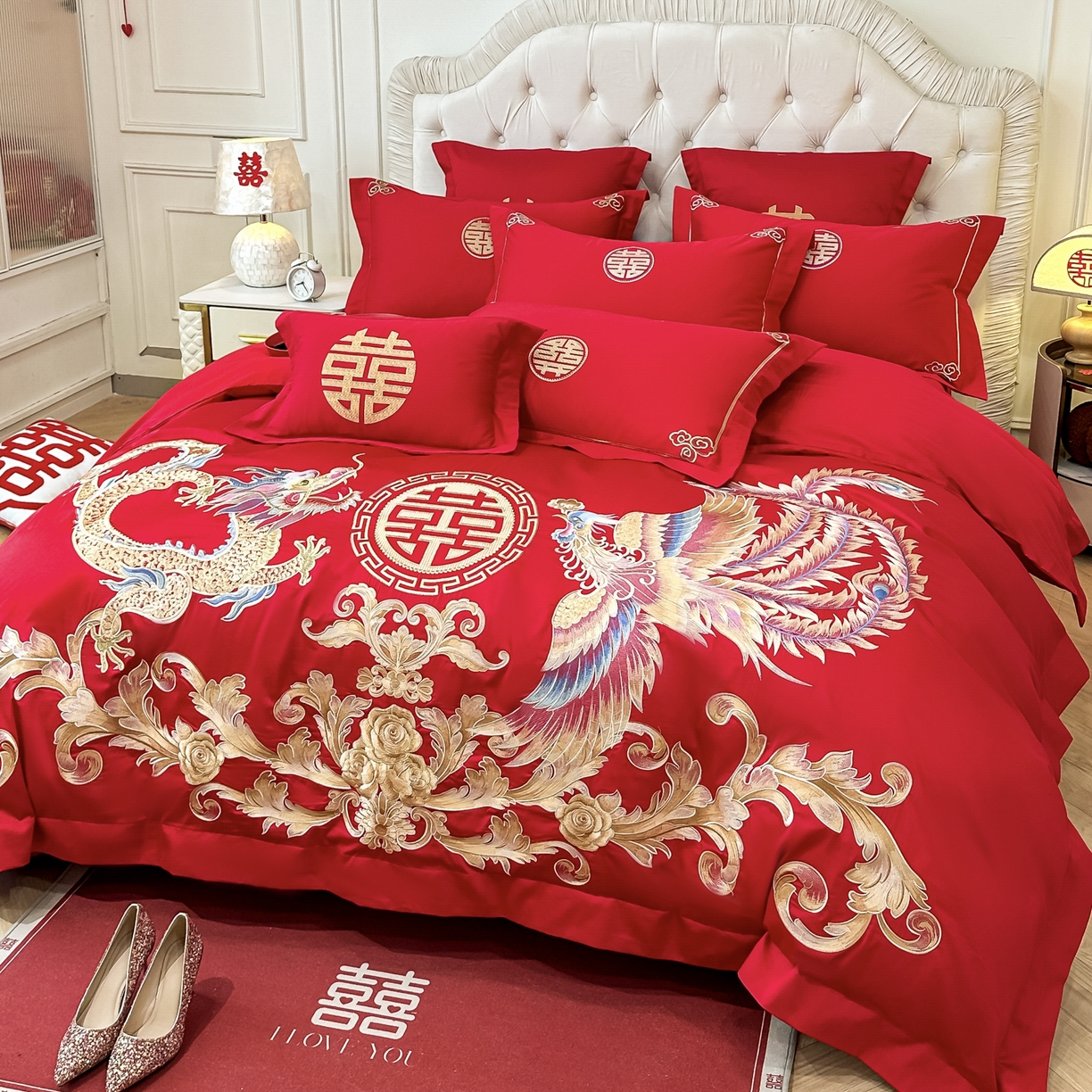 91家纺网 家纺一手货源 找家纺 （总）欧乐蒂 2025新款亲肤棉婚庆刺绣四件套