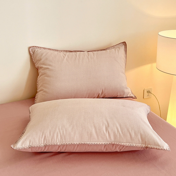 91家纺网 家纺一手货源 找家纺 品乐家纺 2025秋冬全棉加厚磨毛贝壳边四件套 简森-粉