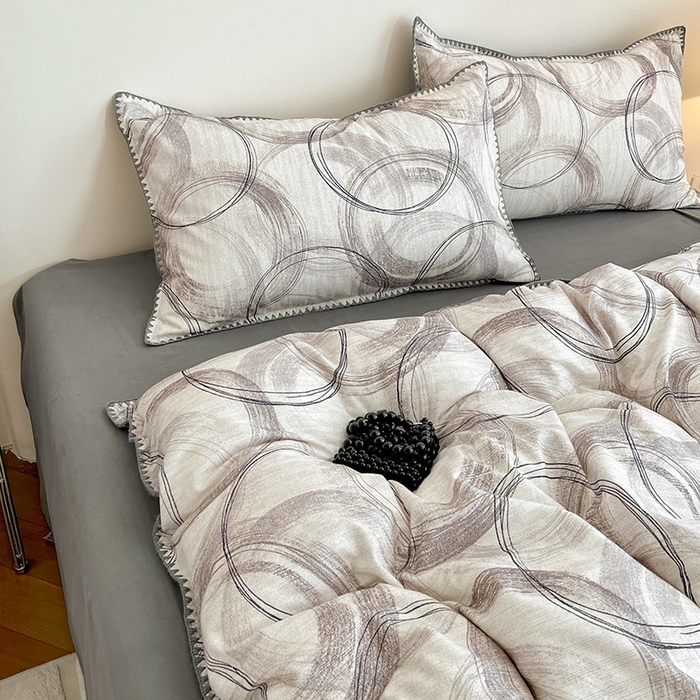 91家纺网 家纺一手货源 找家纺 品乐家纺 2025秋冬全棉加厚磨毛贝壳边四件套 叙晚-白