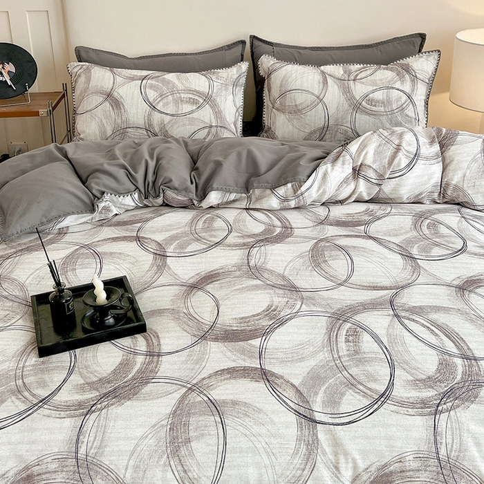 91家纺网 家纺一手货源 找家纺 品乐家纺 2025秋冬全棉加厚磨毛贝壳边四件套 叙晚-白