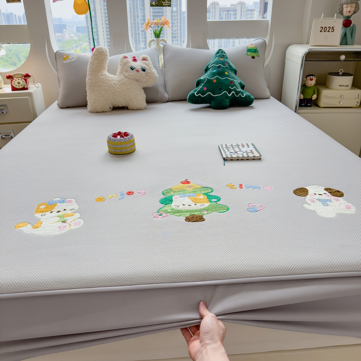 91家纺网 家纺一手货源 找家纺 （总）眠多宝 2025新款彩绒棉卡通毛巾绣夹棉床笠全包围床垫保护套