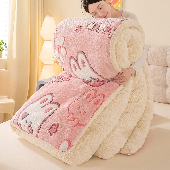 91家纺网 家纺一手货源 找家纺 （总）品乐家纺 2025新款雪花绒羊羔绒AB版冬被