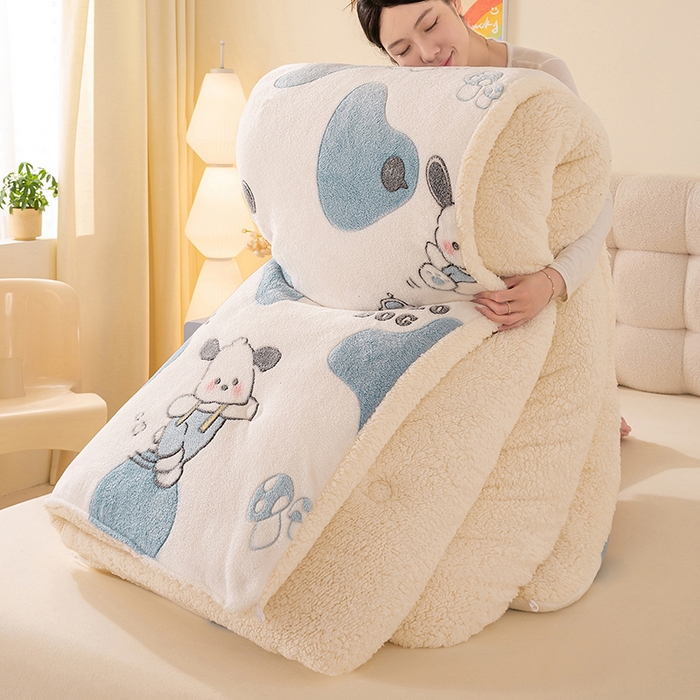 91家纺网 家纺一手货源 找家纺 （总）品乐家纺 2025新款雪花绒羊羔绒AB版冬被